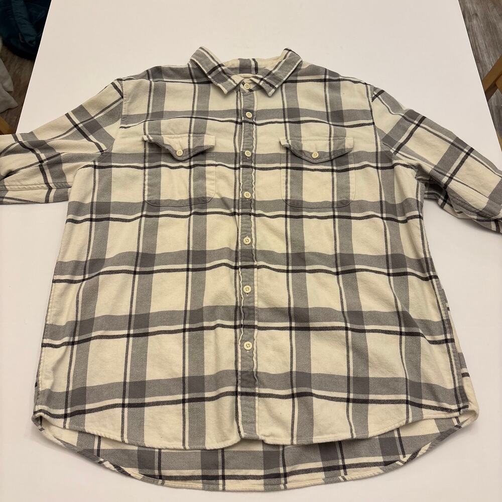 American Eagle Super Soft Flannel Shirt Mens XXL Gray White Plaid Button Up
